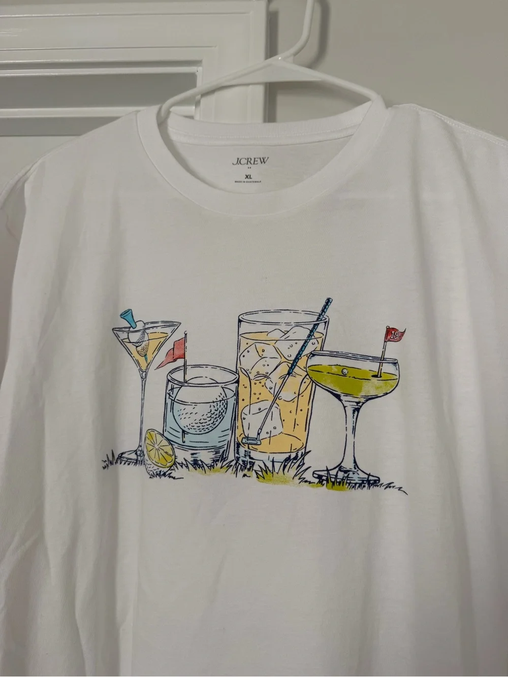 J. Crew White Short-Sleeve Tee with Golf Cocktail Graphic